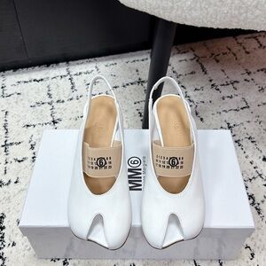 MM6 Maison Martin Margiela White Open-Toe Slingbacks